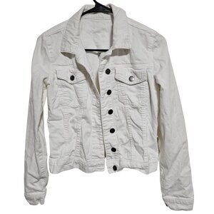 Kut From The Kloth Jean Jacket Womens Size XS White Denim Button Front Retro